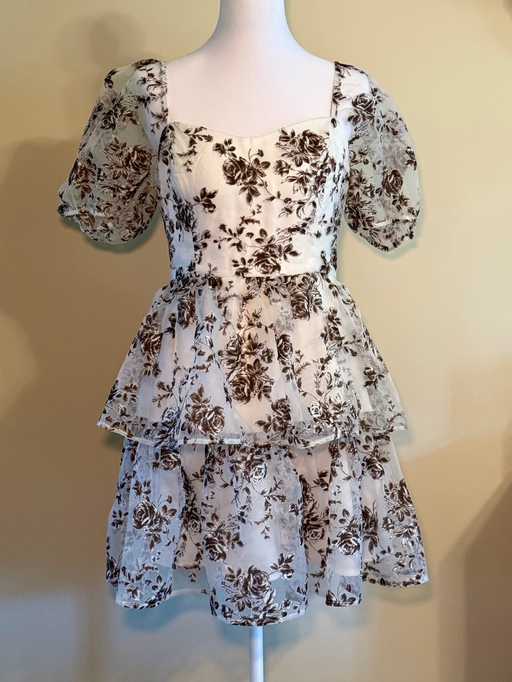 Francesca’s Medium Janis Floral Tiered Mini Dress